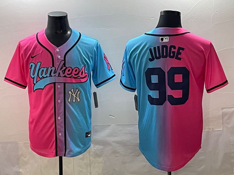 Men New York Yankees #99 Judge Blue pink Game 2025 Nike MLB Jersey style 0011